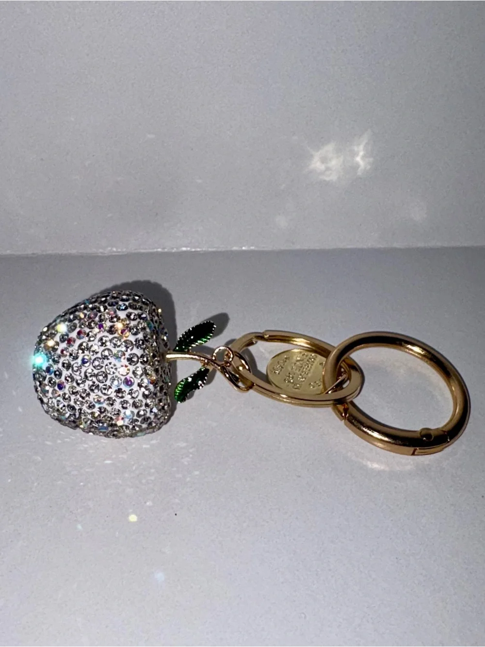 Sparkling White Apple Bag Charm - Crispin Silver!